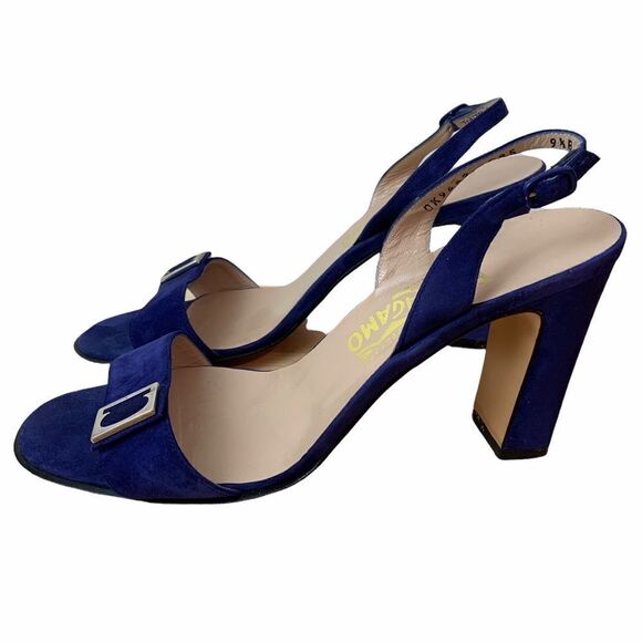Salvatore Ferragamo Shoes - Salvador Ferragamo Diesis Suede Cobalt Blue Heel Sandal